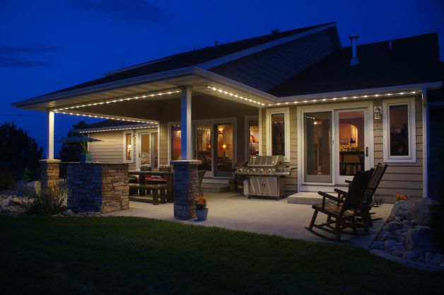 Permanent patio and accent lighting installation
